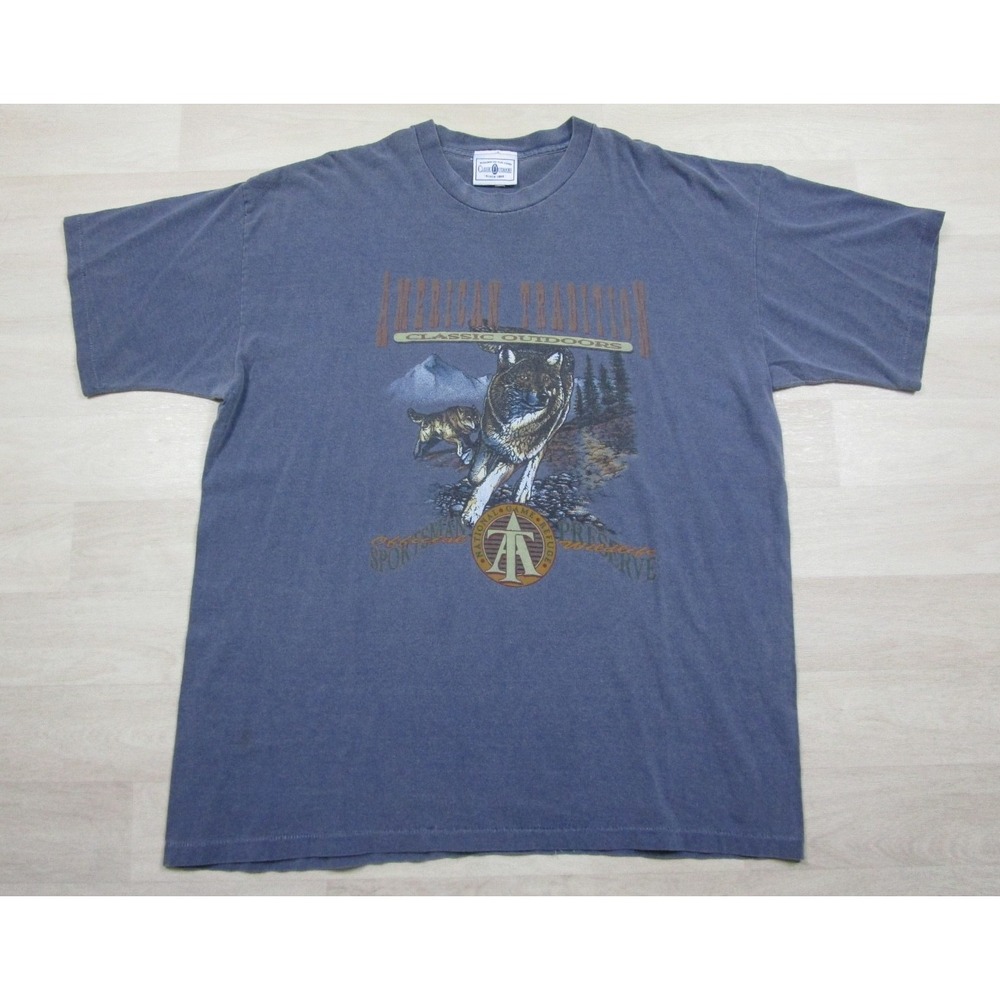 Vintage 90s Wolf T-Shirt (XL) National Wildlife Rescue Nature Outdoor Wolves USA
